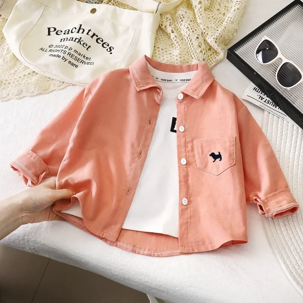 Spring and Autumn Children's Polo Shirt Boy and Girl Embroidered Lapel Long Sleeve Loose T-shirt Bottom Baby Shirt - Image 5