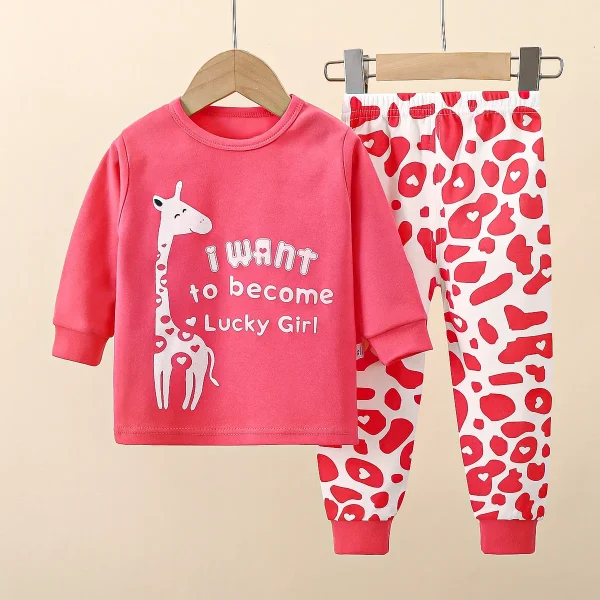High Quality 2-Piece Cotton Pajamas for Boys Girls Casual Home Clothing for Kids Spring Autumn Printed Pattern for Toddlers - Image 5