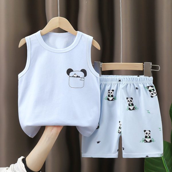 2 Pcs Baby Boys Summer Clothing Cute Cartoon Printing Sleeveless tank Tops Shorts Infant Boy Clothing Sets - Image 2