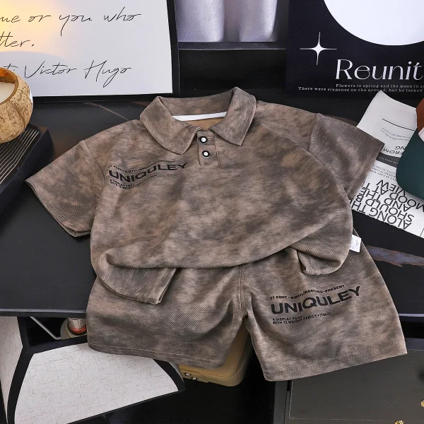 2025 Summer Trendy Casual Kids Clothing Boys Short Sleeve Polo Shirt T-Shirt Stylish Letter Pattern for Children - Image 5