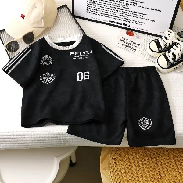 Boys' Fashionable Summer Short-Sleeved Suits New Middle-Aged Kidsren's Sports Clothing Sports Boys' Clothing Sets - Image 6