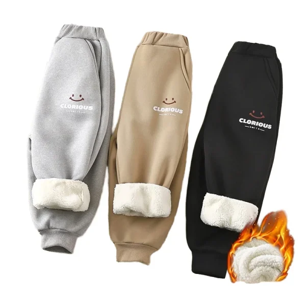 Children's Winter Velvet Pants Thickened New Boys' Sweatpants Warm Baby Outer Wear Kidsren Clothing