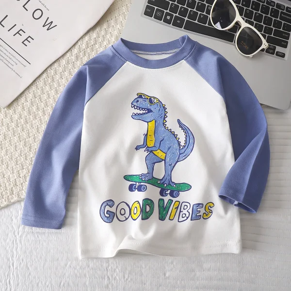 Children's Long-sleeved Pure Cotton T-shirt 2025 Autumn New Style All-match Tops Children's Clothing