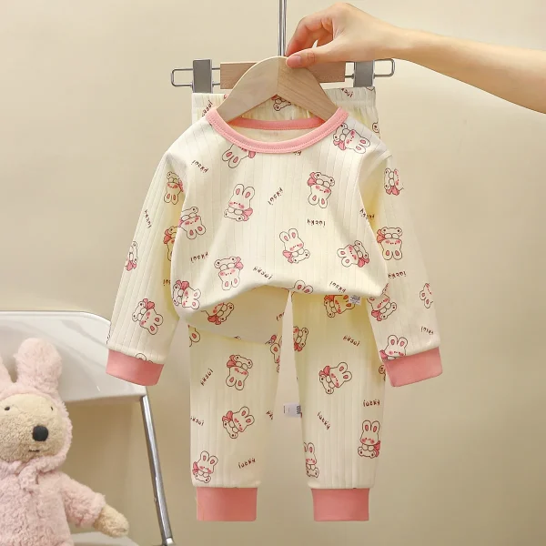 Children's Autumn and Winter New Baby Pajamas Boys and Girls Warm Underwear Thick Set - Image 4