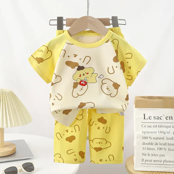 100% Cotton Baby Clothing Sets 2pcs Short Sleeve T-Shirt & Long Pants Soft Summer Kids Pajamas with Cartoon Pattern - Image 6