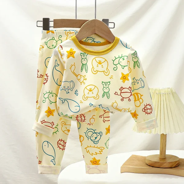 Cotton 1-10 Years Kids Long Sleeves Sets Clothes Baby Boy Girl Pajamas Teenager Sets Children Cartoon Print - Image 5