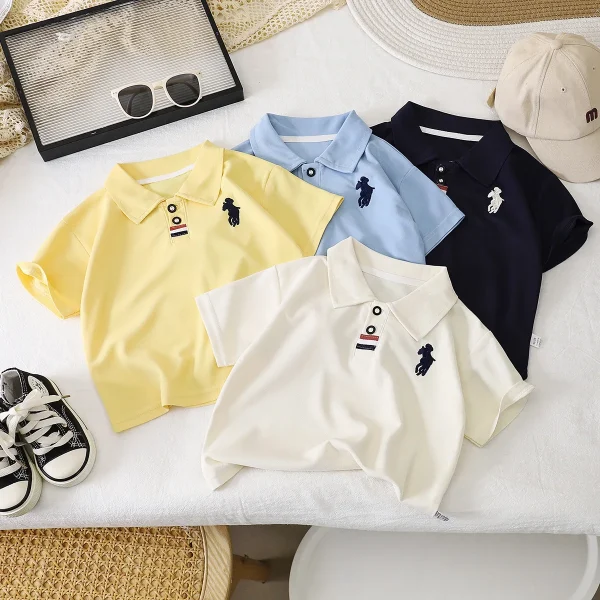 Summer Baby Boy T Shirts Short Sleeve Lapel Polo Shirt 1-2-3-4-5-6-7 Years Boys Tee Children's Clothes New Kids Tshirt - Image 2