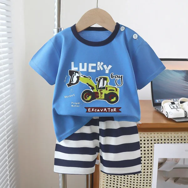 Summer Children's Clothing 0-6 Years Cotton T-shirt Underwear Set Boys and Girls Short-sleeved Shorts - Image 2
