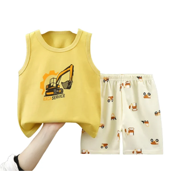 Toddler Summer Cotton Little Boy Sleeveless Vest Shorts Pants Babies and Kids Clothing Sets Children Outfit