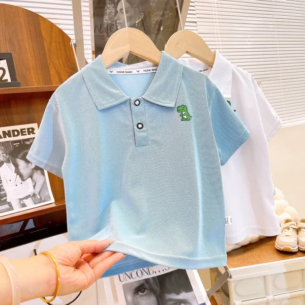 Children's POLO Shirt 2025 Summer New Boys Polo Shirt T-shirt Short Sleeve Loose T-shirt  Polo Shirt for Children - Image 3