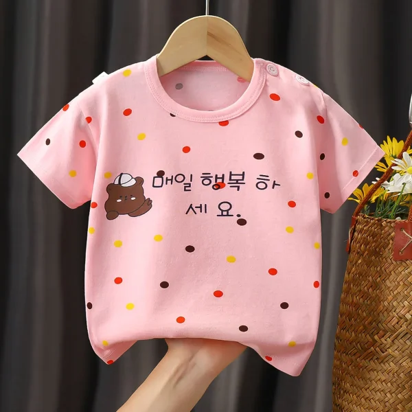 Toddler Kids Baby T-shirt Boy and Girl Tshirt 100% Cotton Print Outfits Girls Summer Set - Image 4