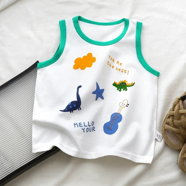 2025 Children's Casual Cotton Vest Sleeveless T-Shirt Set Boys Girls Base Layer Cartoon Baby New Summer Clothing - Image 4