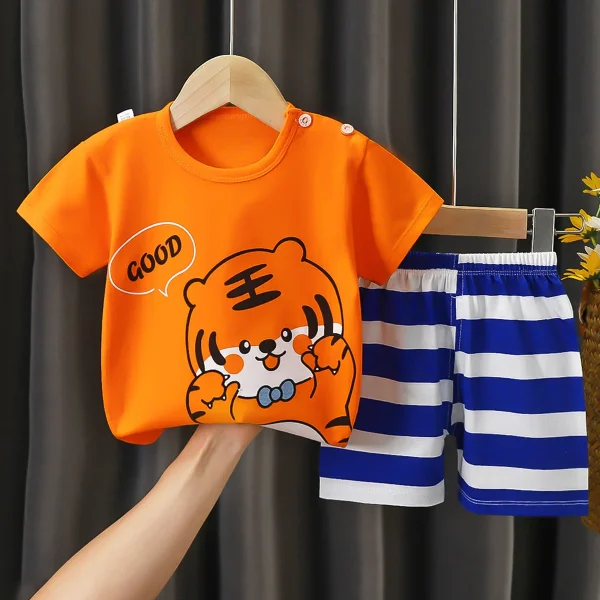 Children's Clothes New Summer Boys and Girls Breathable Cotton T-shirt Set Baby 4 Years Old Short Sleeve Two-piece Set - Image 3
