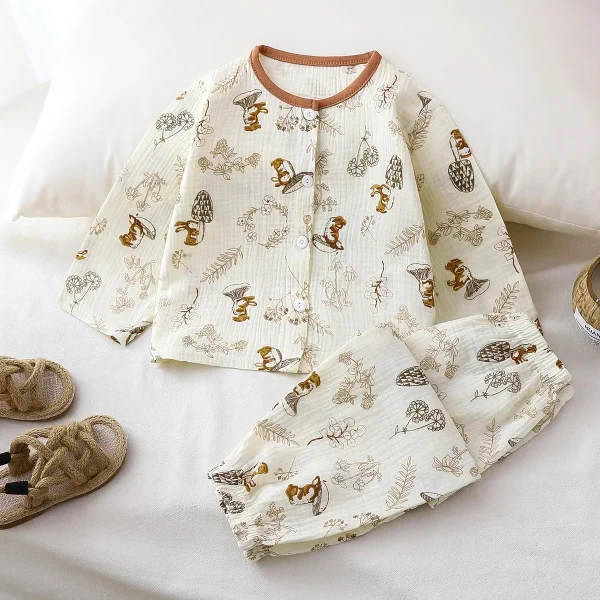 Cotton Pajama Set for Comfortable Summer Home Breathable Children's Cloth Print Soft High Quality Manufacture - Image 2