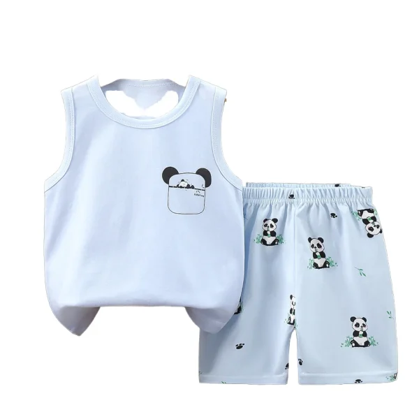 2 Pcs Baby Boys Summer Clothing Cute Cartoon Printing Sleeveless tank Tops Shorts Infant Boy Clothing Sets