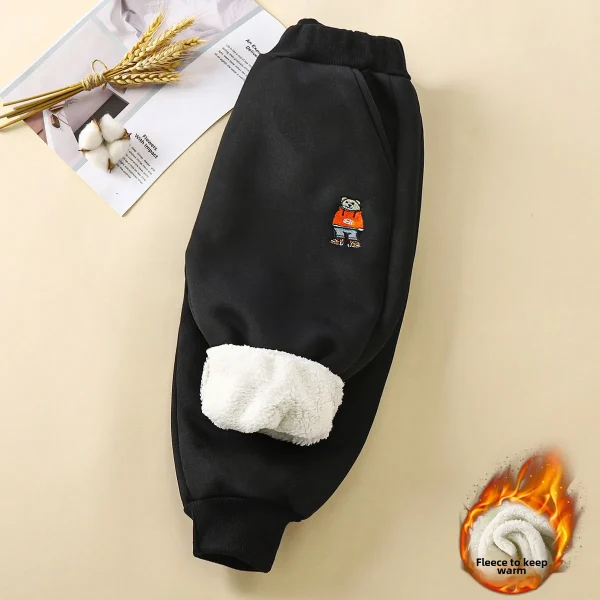 Children's Winter Velvet Pants Thickened New Boys' Sweatpants Warm Baby Outer Wear Kidsren Clothing - Image 6
