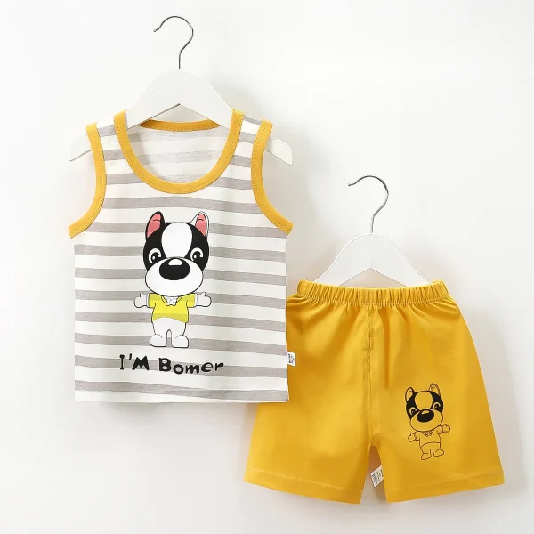 Baby Boys Summer Clothing Cute Cartoon Printing Sleeveless tank Tops Shorts Infant Boy Clothing Sets - Image 4