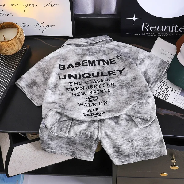 2025 Summer Trendy Casual Kids Clothing Boys Short Sleeve Polo Shirt T-Shirt Stylish Letter Pattern for Children - Image 4