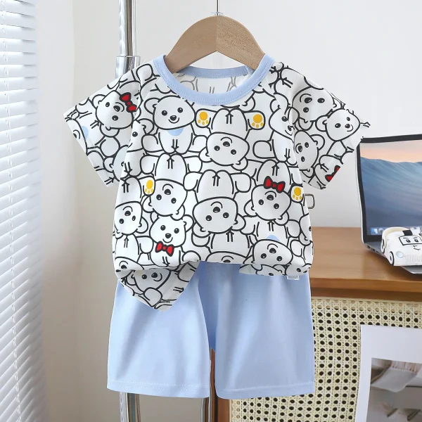 Summer Children's Clothing 0-6 Years Cotton T-shirt Underwear Set Boys and Girls Short-sleeved Shorts - Image 6