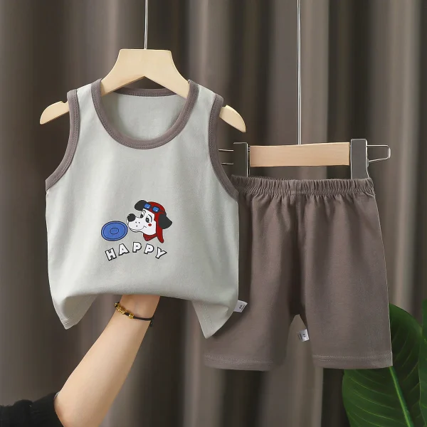 Nice Price Summer Baby Clothes 2pcs Sleeveless Children's Vest Shorts Baby Boys' Clothing Sets - Image 2