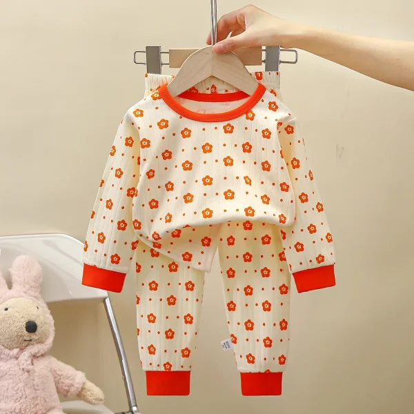 Children's Autumn and Winter New Baby Pajamas Boys and Girls Warm Underwear Thick Set - Image 5