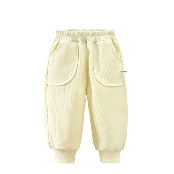 Winter Children's Clothing Boys' Girls' Fleece Lined Thickened Sweatpants Long Pants Straight Style Warm Baby Pants - Image 5