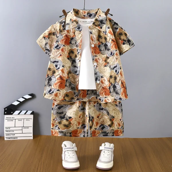 Summer New Children's Shirt Set Wear Boys Casual Fashion Baby Thin Breathable Two-piece Set - Image 3