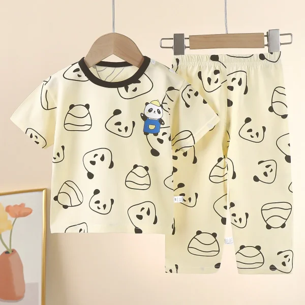 Children's Pure Cotton Short-Sleeved Summer Suit Casual Home Clothes for Baby Boys and Girls Pajamas Clothing Sets - Image 3