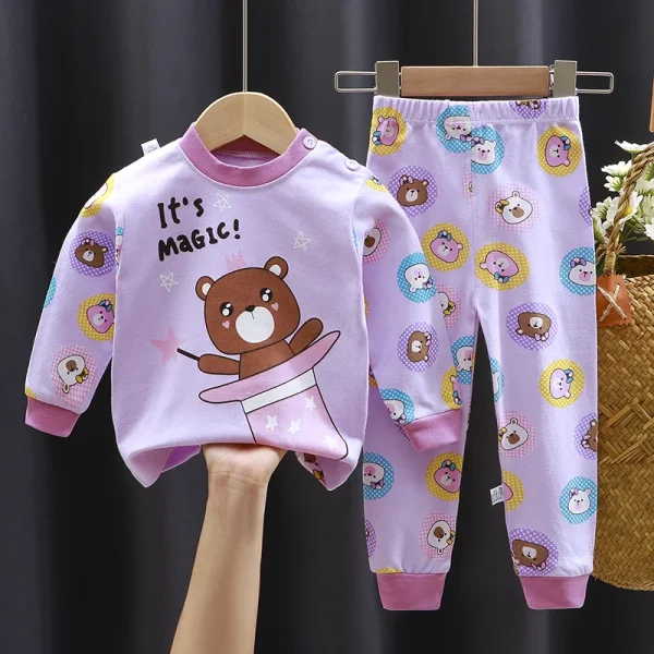 Children's Clothing Suits Cotton Boys and Girls 100% Cotton Autumn and Winter Pajamas Home Service - Image 4