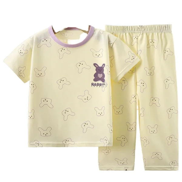 High Quality Baby Pajamas 1-7Years Children Short Sleeve T-shirt Pants 2PCS Home Wear Boys Girls Summer Pajamas Kids Clothing