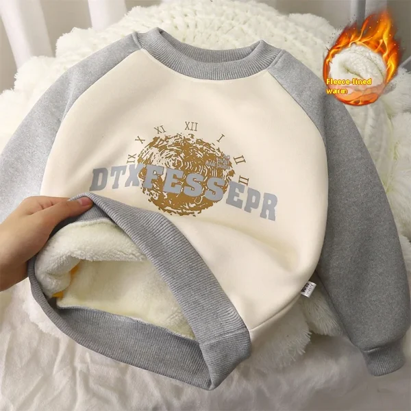 Autumn Winter New Style Children's Sweatshirt Boys' Thickened Warm Outer Wear Girls' Tops Fleece Baby Clothes Kids' Clothing - Image 3