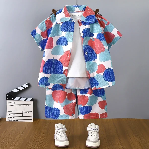 Summer New Children's Shirt Set Wear Boys Casual Fashion Baby Thin Breathable Two-piece Set - Image 5