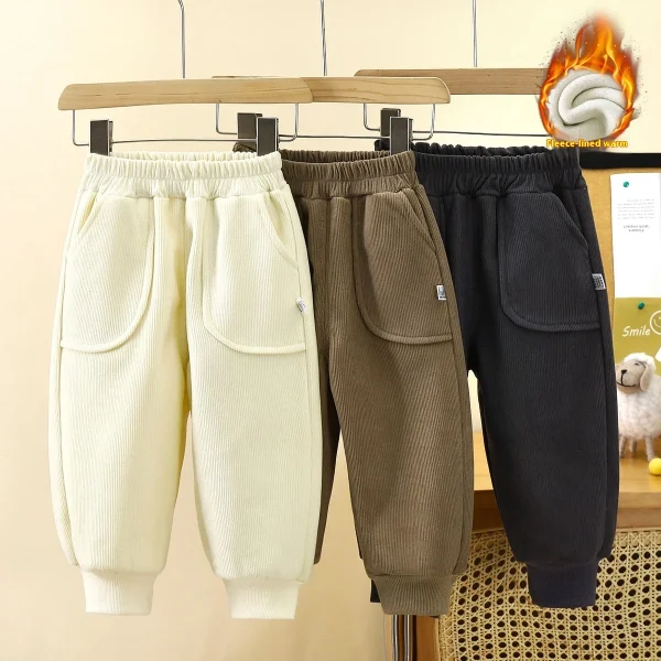 Children's Winter Pants New Style Boys' Velvet Thickened Warm Sweatpants Girls' Trousers Baby Clothing - Image 6