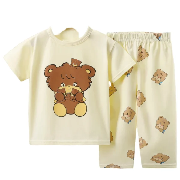 Summer Baby Boys Girls Clothes Cute Cartoon Print Pajamas Short Sleeve Top and Pants 2Pcs Baby Boys Outfits Sets