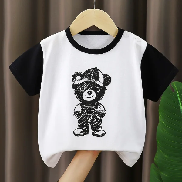 100% Cotton Knitted T-Shirt for Baby Boys Casual Short Sleeve Kid Clothes with Animal Pattern From China - Image 6