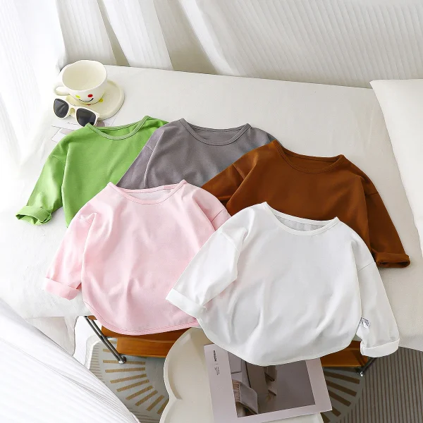 Children's Casual Long Sleeve T-Shirt Pure Cotton Knitted Base Top for Boys Girls Autumn Inner Wear Baby Clothing - Image 4