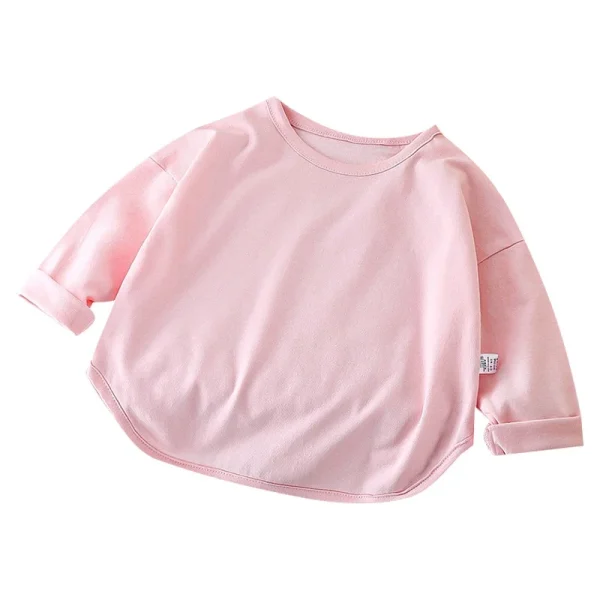 Children's Casual Long Sleeve T-Shirt Pure Cotton Knitted Base Top for Boys Girls Autumn Inner Wear Baby Clothing