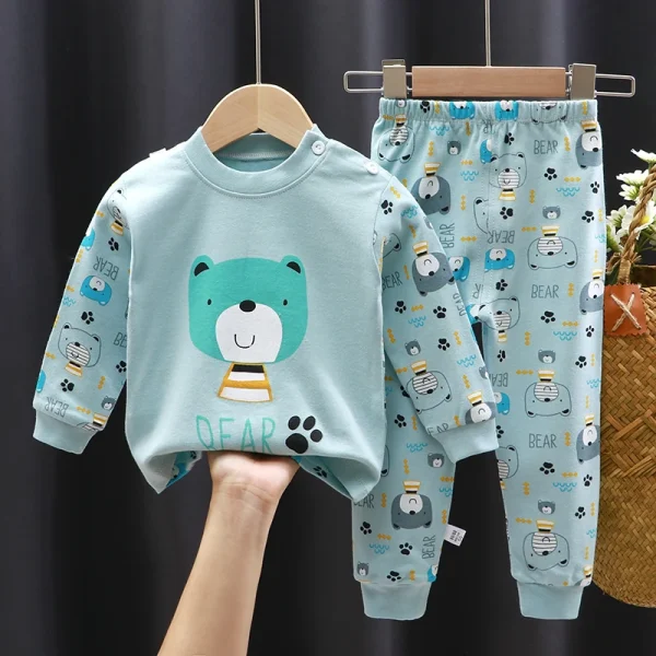 Unisex Kids Red Christmas Sleepwear Set 2pcs Long-sleeved Pajamas with Santa Snowman Print 73-130cm Baby Clothing - Image 5