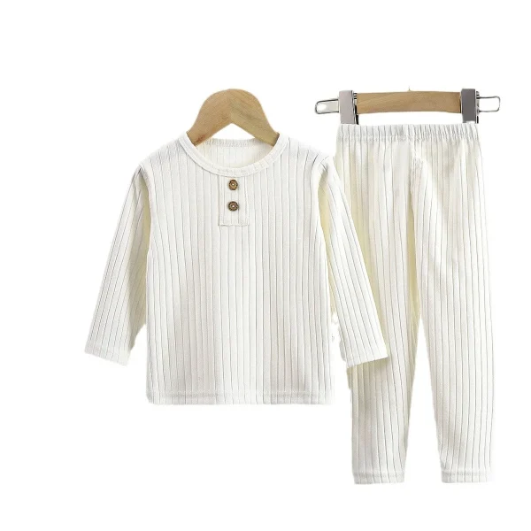 Autumn New Children's Casual Underwear Set Korean Style Baby Ribbed Homewear for Boys and Girls De Rong - Image 5