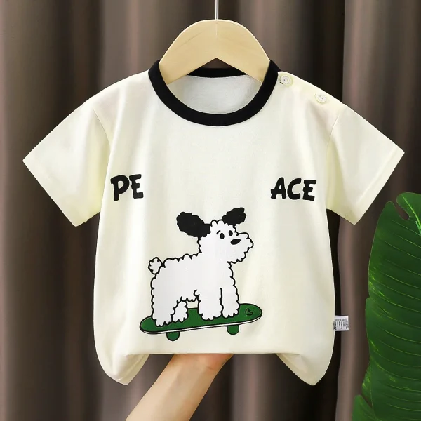Children's Korean Style Summer Top New Boys' & Girls' Clothing Pure Cotton O-Neck T-Shirt with Short Sleeves Baby Tops