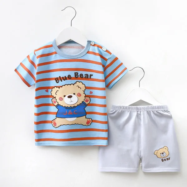 New Summer 0-6 Year Old Children's Suit Half-sleeved Children's T-shirt Sports Home Clothes Direct Sales