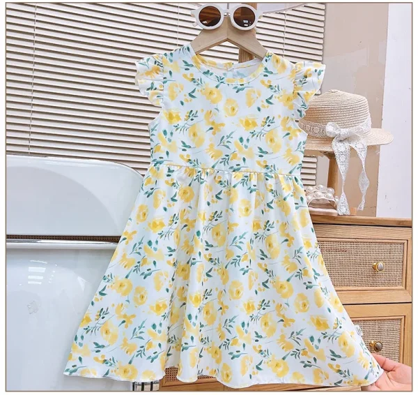 Summer New Girls' Dress Children's Skirt Baby Short Sleeve Casual Children's Wear - Image 2
