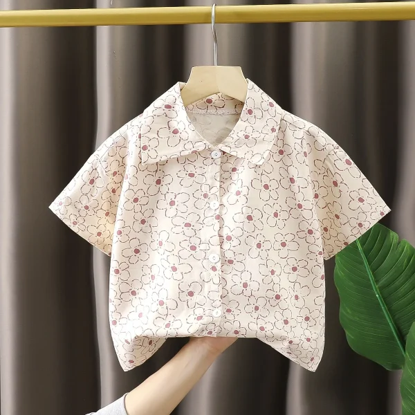 2025 Summer New Children's Casual Cotton Shirt Boys Cardigan with Stylish Short Sleeve Baby's Fashionable Wear - Image 6