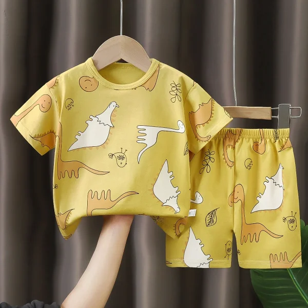 Kidsren's Casual Summer Class Short-Sleeved Suit Pure Cotton Boys' & Girls' T-Shirts Baby Clothes with Cartoon Pattern - Image 6