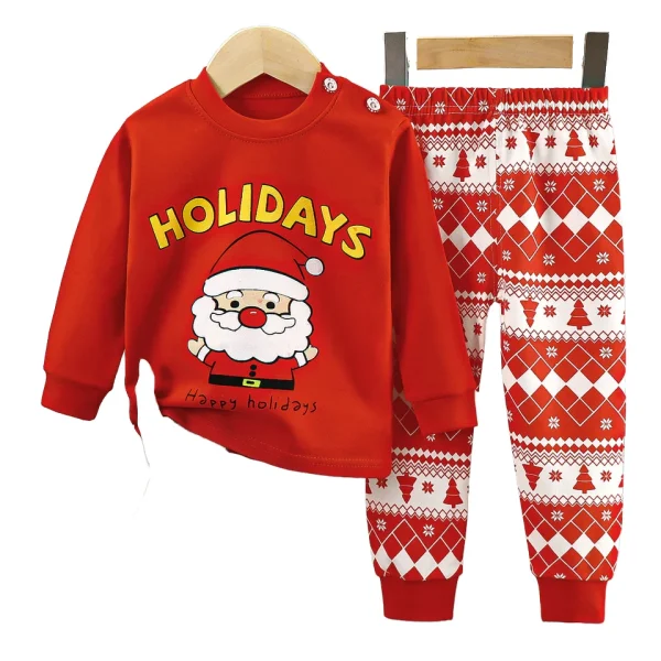 High Quality Children's Pajamas 0-7 Years Old Children's Pure Cotton White Bottom Printing Long Sleeve Suit