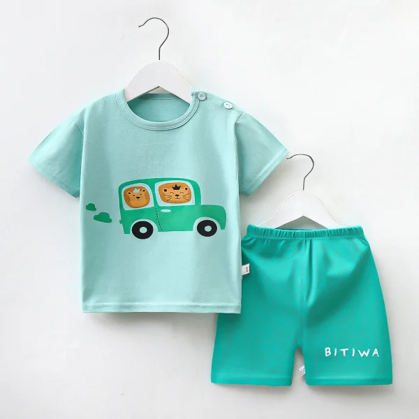 New Summer 0-6 Year Old Children's Suit Half-sleeved Children's T-shirt Sports Home Clothes Direct Sales - Image 2