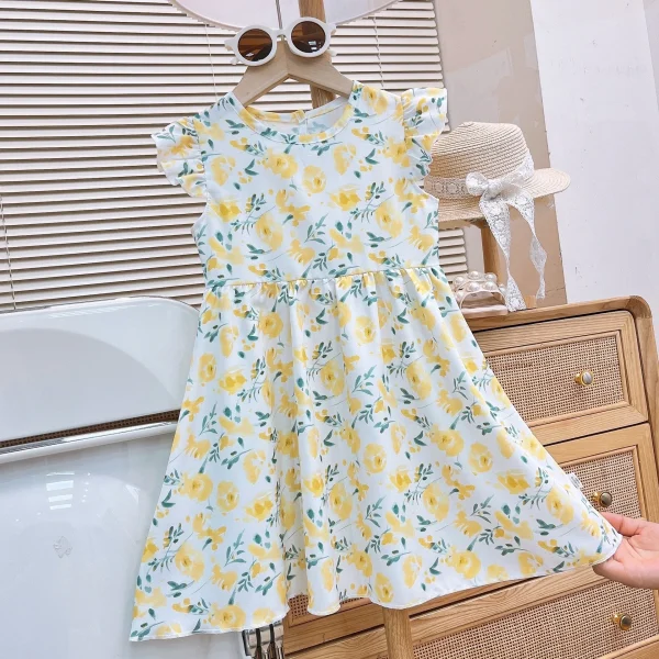 Girls 1-7 Years Old Floral Dress A-line Swing Cute Princess Dress Skirt Summer Dress - Image 6