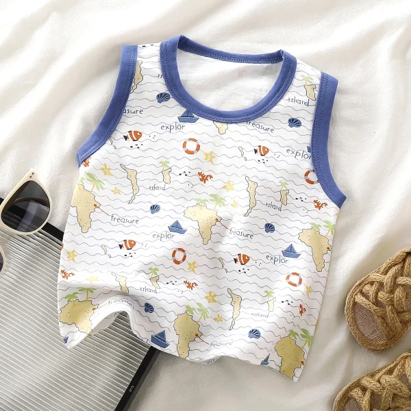 2025 Children's Casual Cotton Vest Sleeveless T-Shirt Set Boys Girls Base Layer Cartoon Baby New Summer Clothing - Image 5