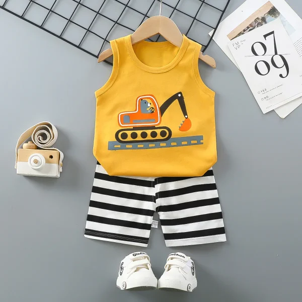 New Style Children's Sleeveless Short-sleeved Shorts Casual Suit Children's Vest 100% Cotton Summer Clothes for Boys and Girls - Image 5