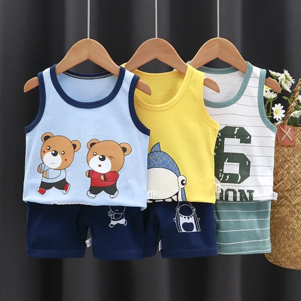 Baby Clothes Sets Vest Pullover Summer Cotton New Vest Shorts Boys and Girls Sleeveless Sets Children's Clothing - Image 4